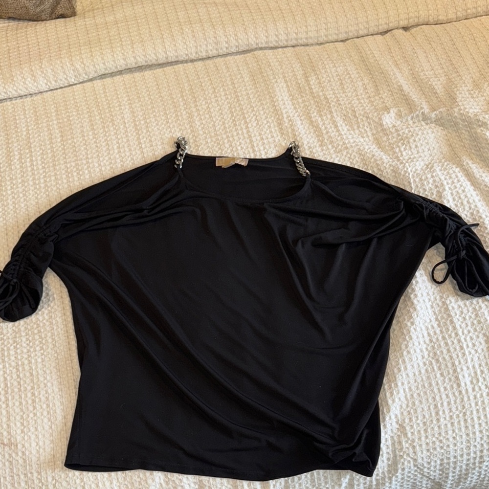 Michael Kors Black Blouse with Chain Accents